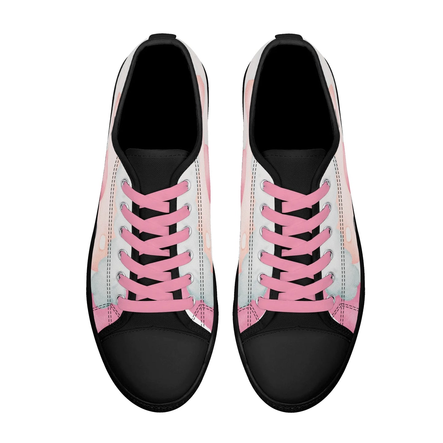 PINK CHRISTMAS Womens MD Low Top Pink Santa Canvas Shoes