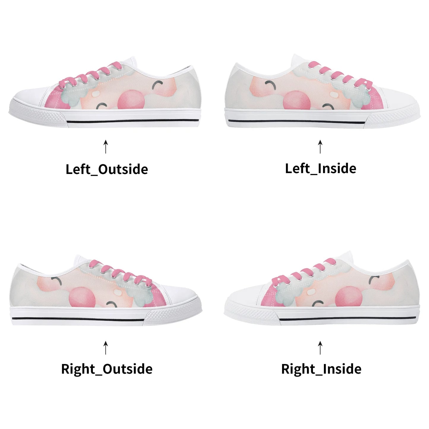 PINK CHRISTMAS Womens MD Low Top Pink Santa Canvas Shoes