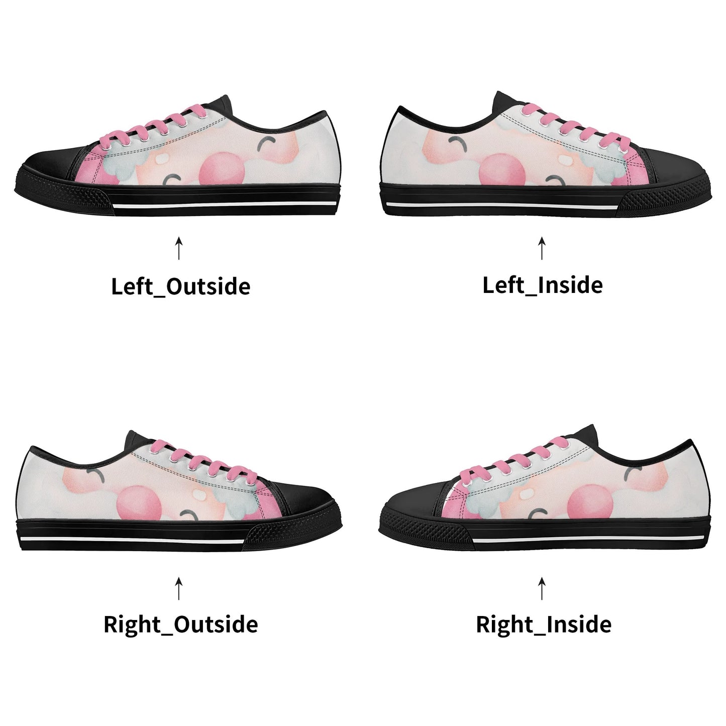 PINK CHRISTMAS Womens MD Low Top Pink Santa Canvas Shoes