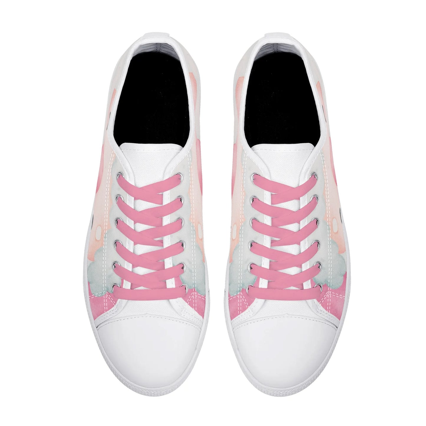 PINK CHRISTMAS Womens MD Low Top Pink Santa Canvas Shoes