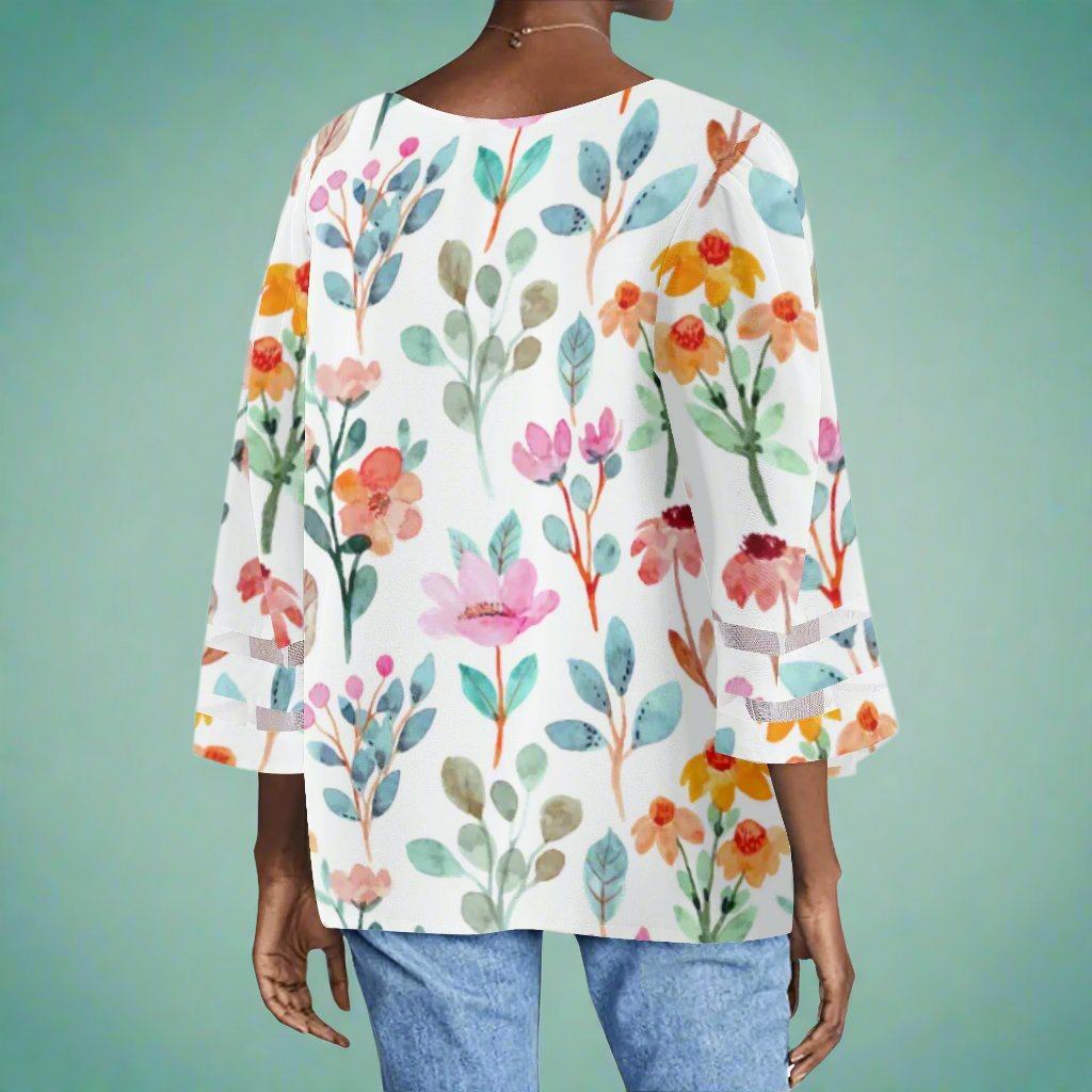 Chiffon Floral Basket Womens Blouse