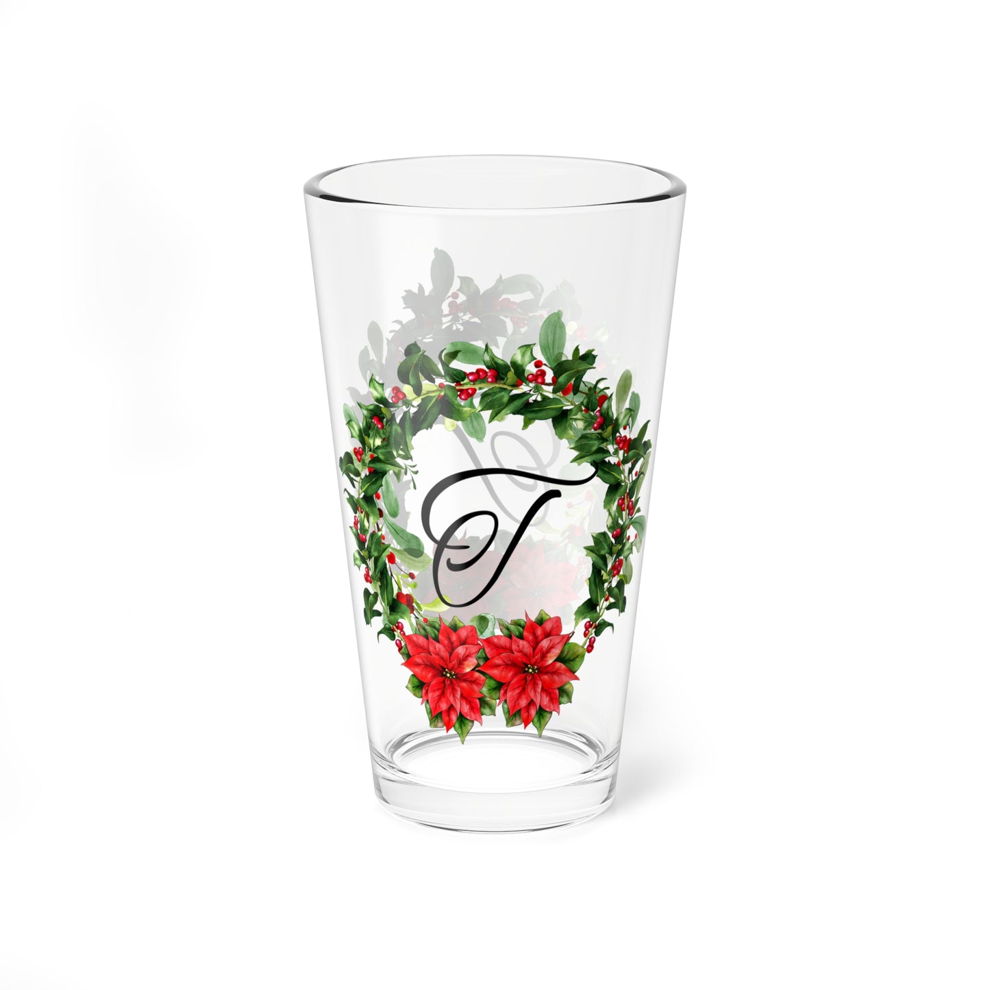 Christmas Wreath Glass "T"