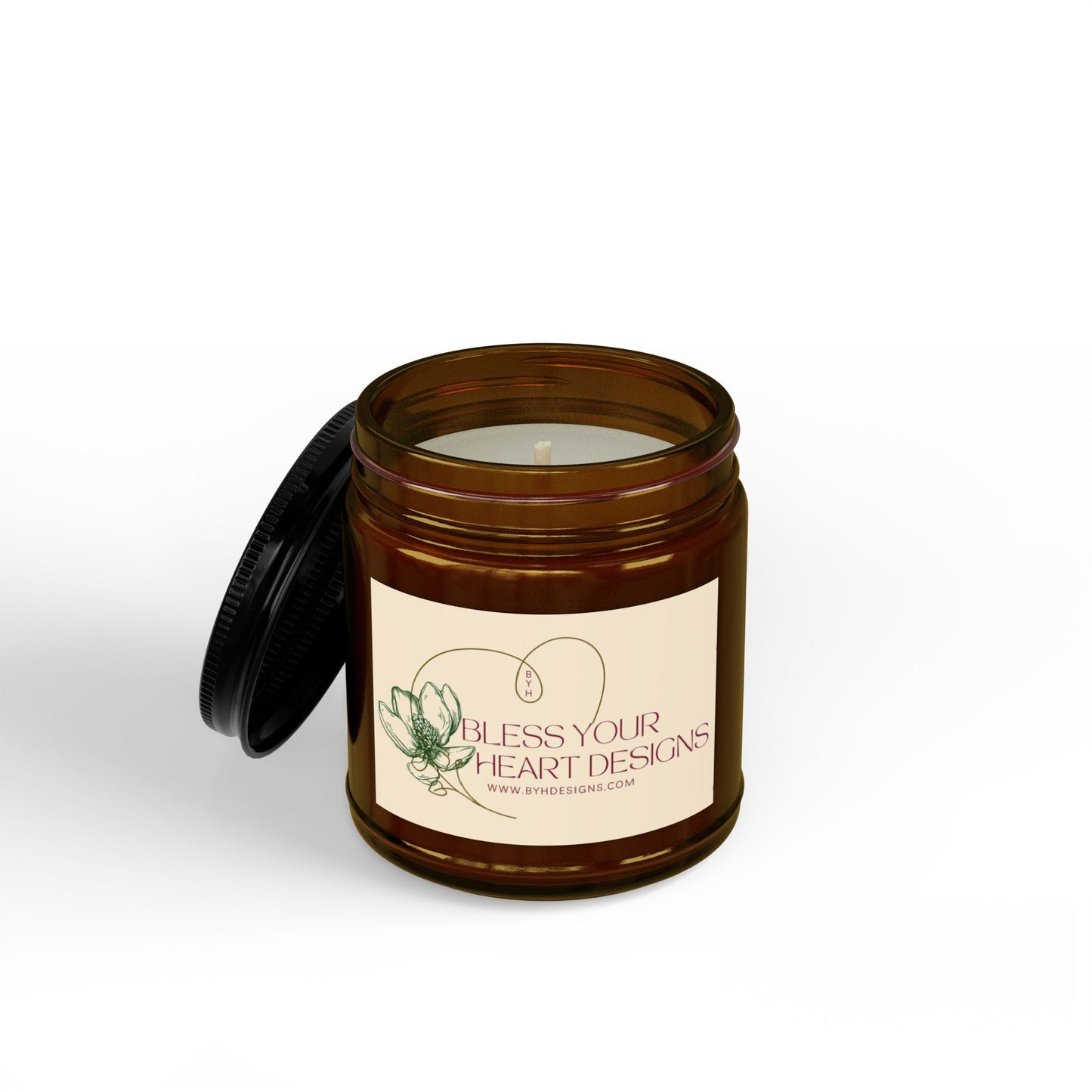 Holiday Soy Scented Candle Jar — Amber or Clear Glass with Black Lid (4 oz & 9 oz)