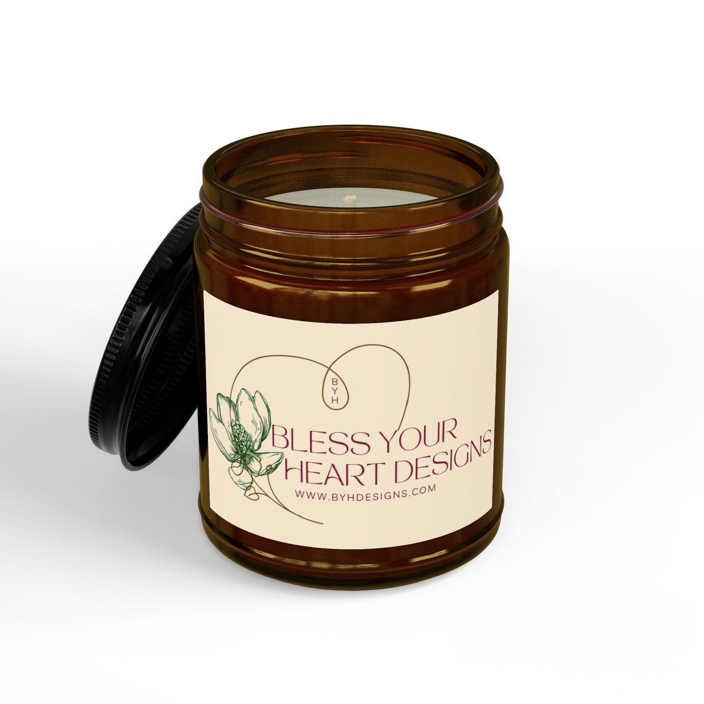 Holiday Soy Scented Candle Jar — Amber or Clear Glass with Black Lid (4 oz & 9 oz)