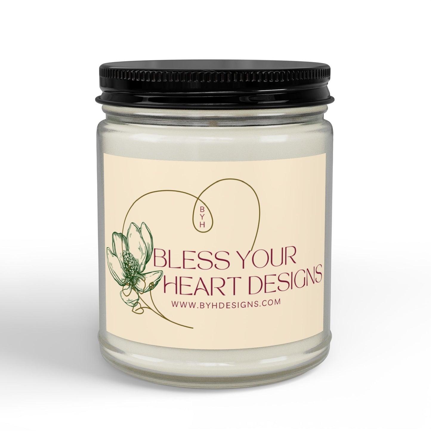 Holiday Soy Scented Candle Jar — Amber or Clear Glass with Black Lid (4 oz & 9 oz)