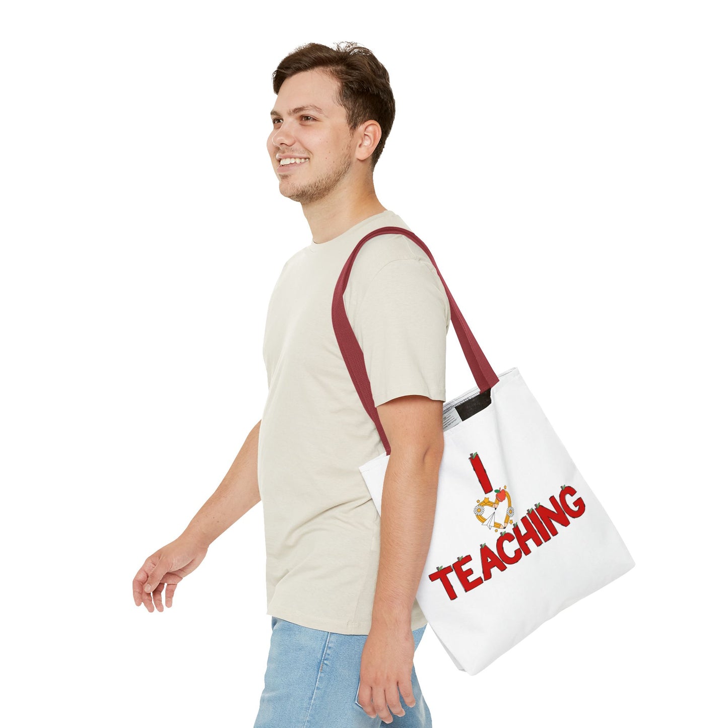 Teaching Tote Bag – "I Love Teaching" Teacher Gift Canvas Tote for Educators