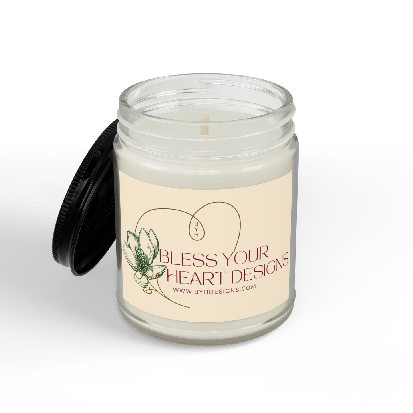 Holiday Soy Scented Candle Jar — Amber or Clear Glass with Black Lid (4 oz & 9 oz)