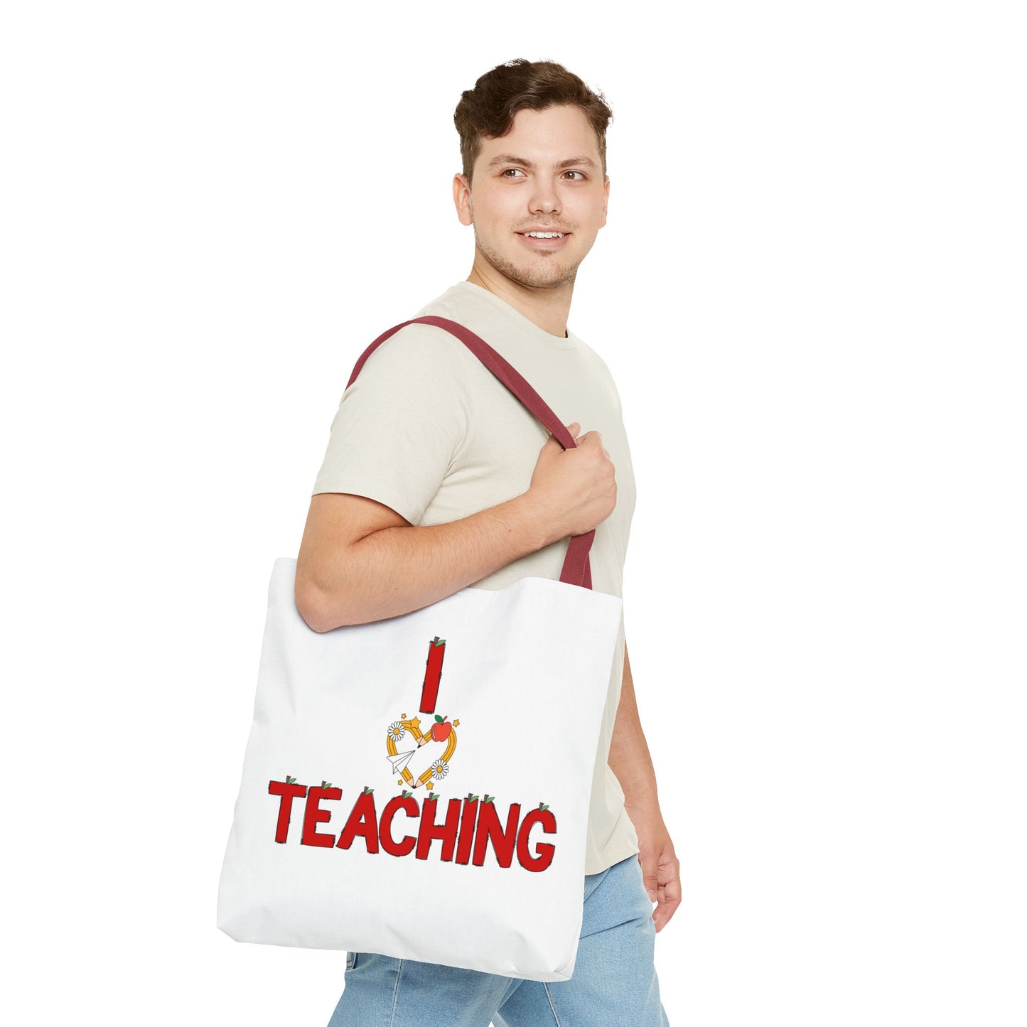 Teaching Tote Bag – "I Love Teaching" Teacher Gift Canvas Tote for Educators
