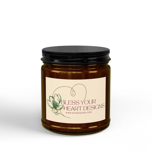 Holiday Soy Scented Candle Jar — Amber or Clear Glass with Black Lid (4 oz & 9 oz)