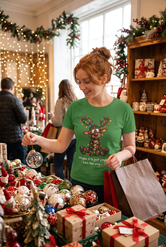 Festive Christmas Reindeer Unisex Jersey Short Sleeve Tee