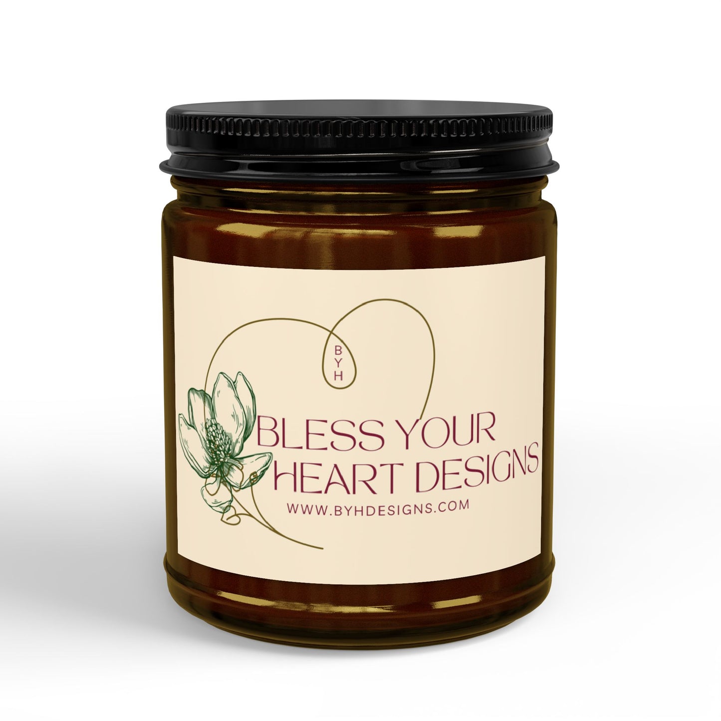 Holiday Soy Scented Candle Jar — Amber or Clear Glass with Black Lid (4 oz & 9 oz)