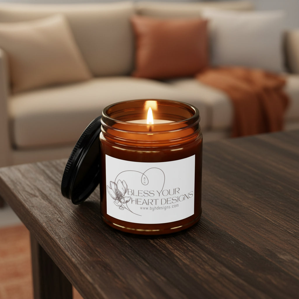 Soy Scented Candle Jar — Amber or Clear Glass with Black Lid (4 oz & 9 oz)
