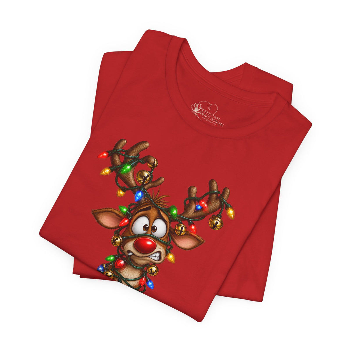 Festive Christmas Reindeer Unisex Jersey Short Sleeve Tee