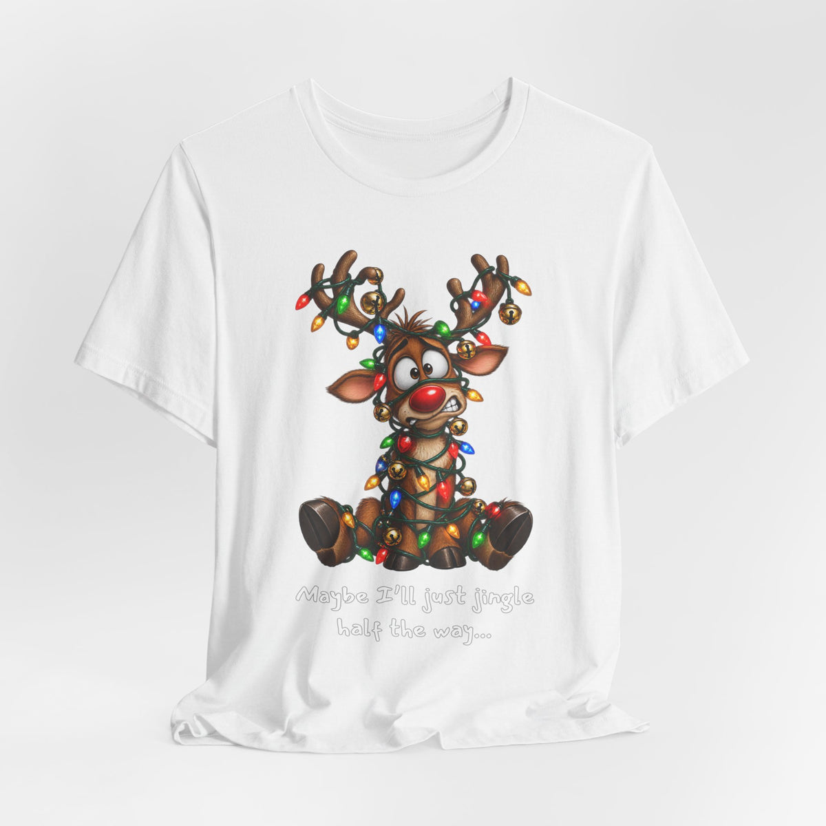 Festive Christmas Reindeer Unisex Jersey Short Sleeve Tee