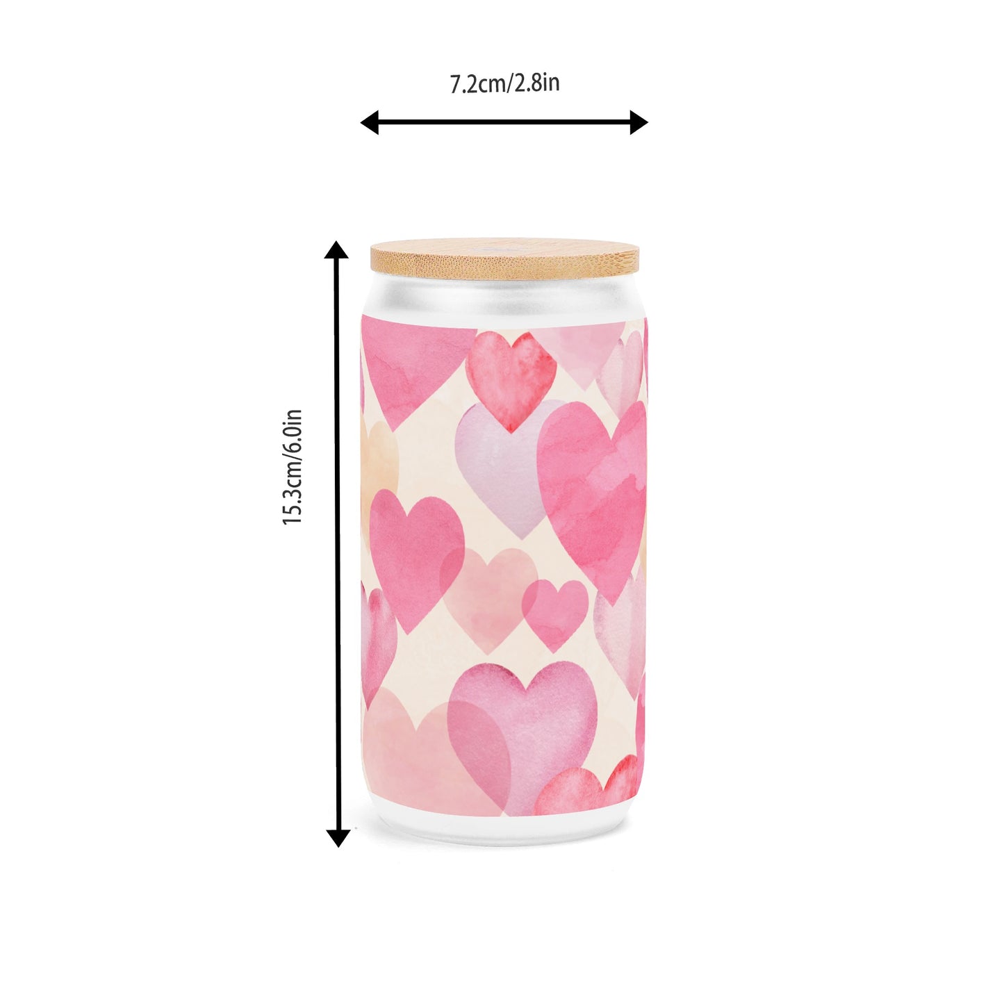 Valentine Frosted 16oz Glass Cups with Bamboo Lid Can Tumbler