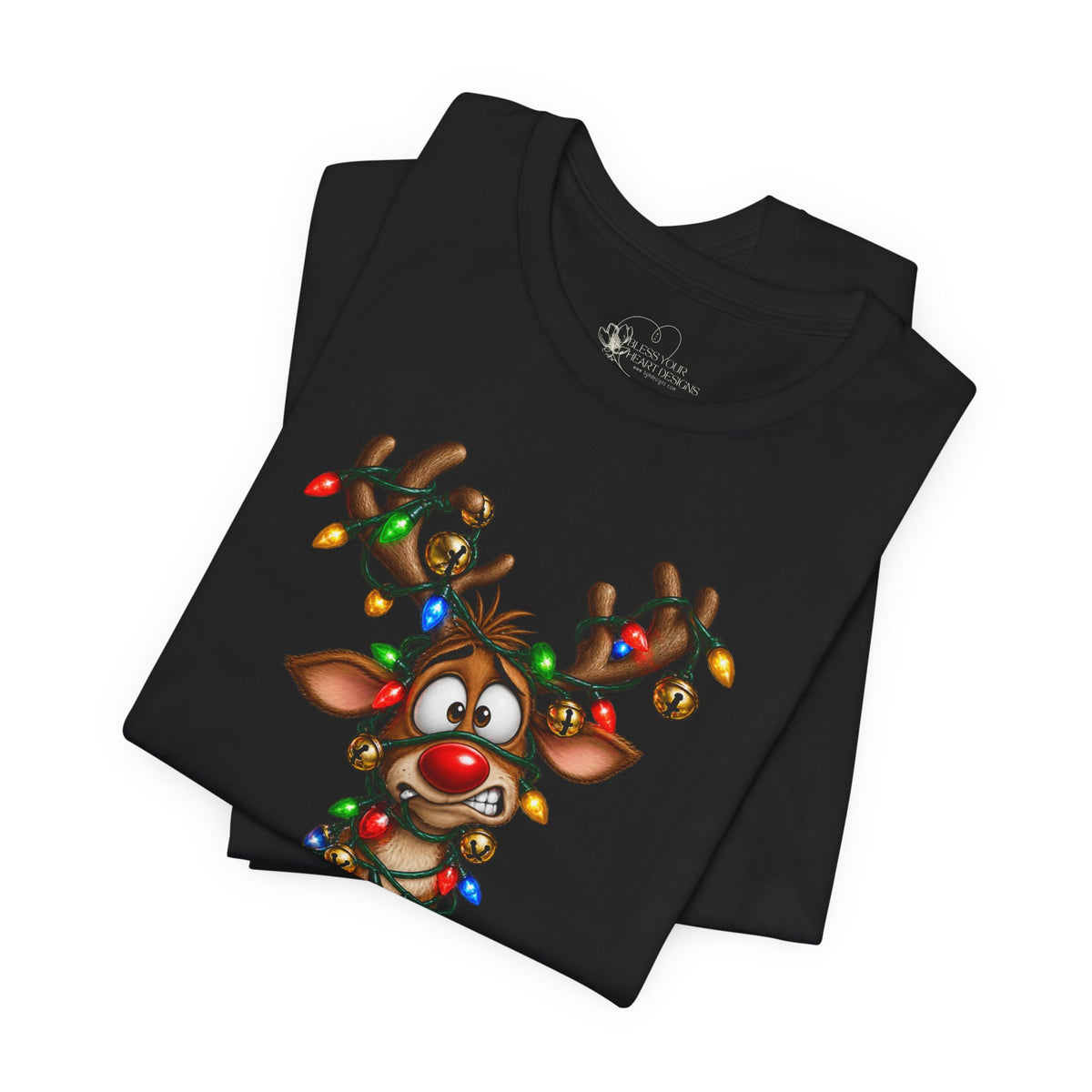 Festive Christmas Reindeer Unisex Jersey Short Sleeve Tee