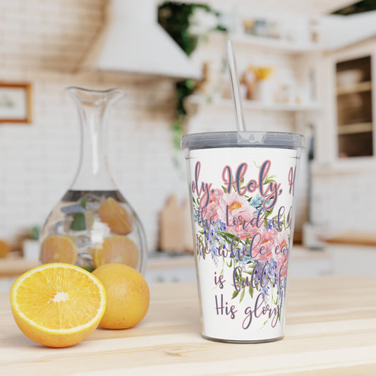 Holy, Holy, Holy Plastic Tumbler with Straw