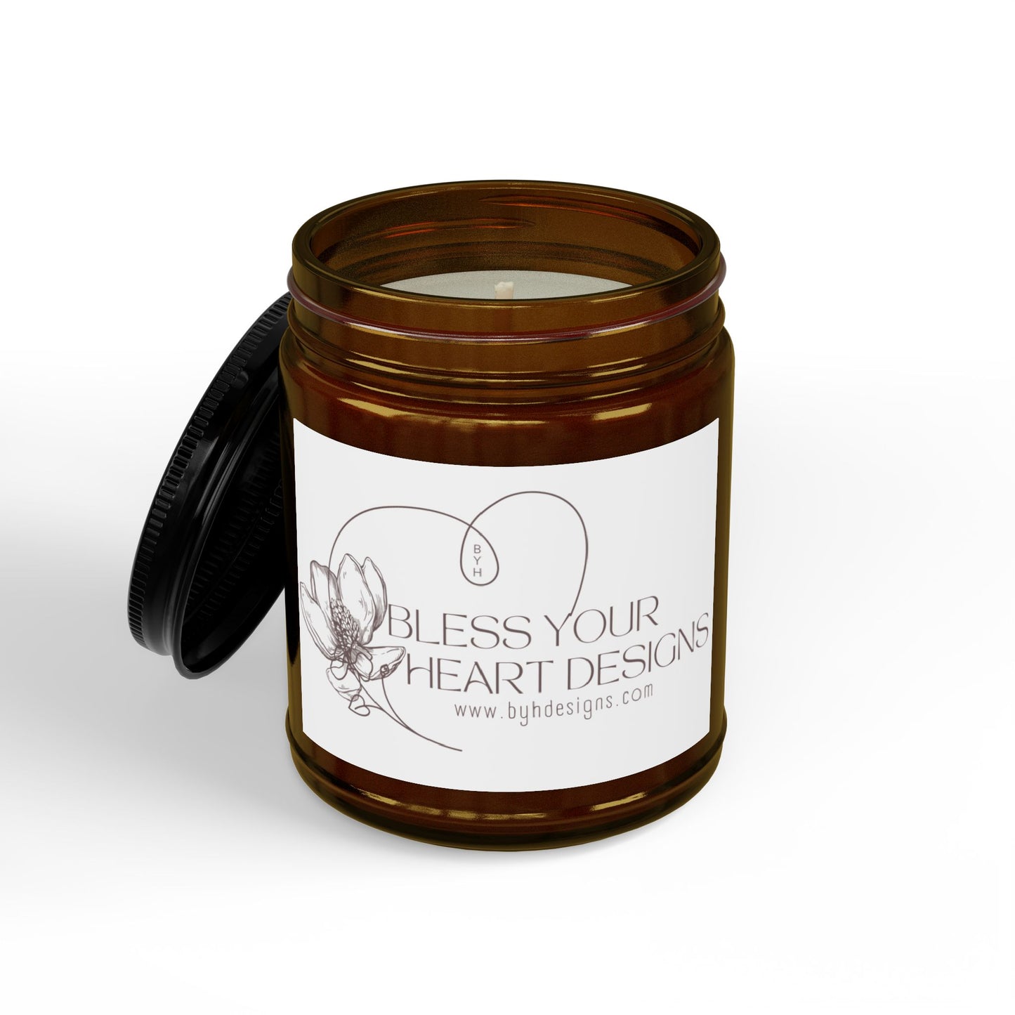 Soy Scented Candle Jar — Amber or Clear Glass with Black Lid (4 oz & 9 oz)