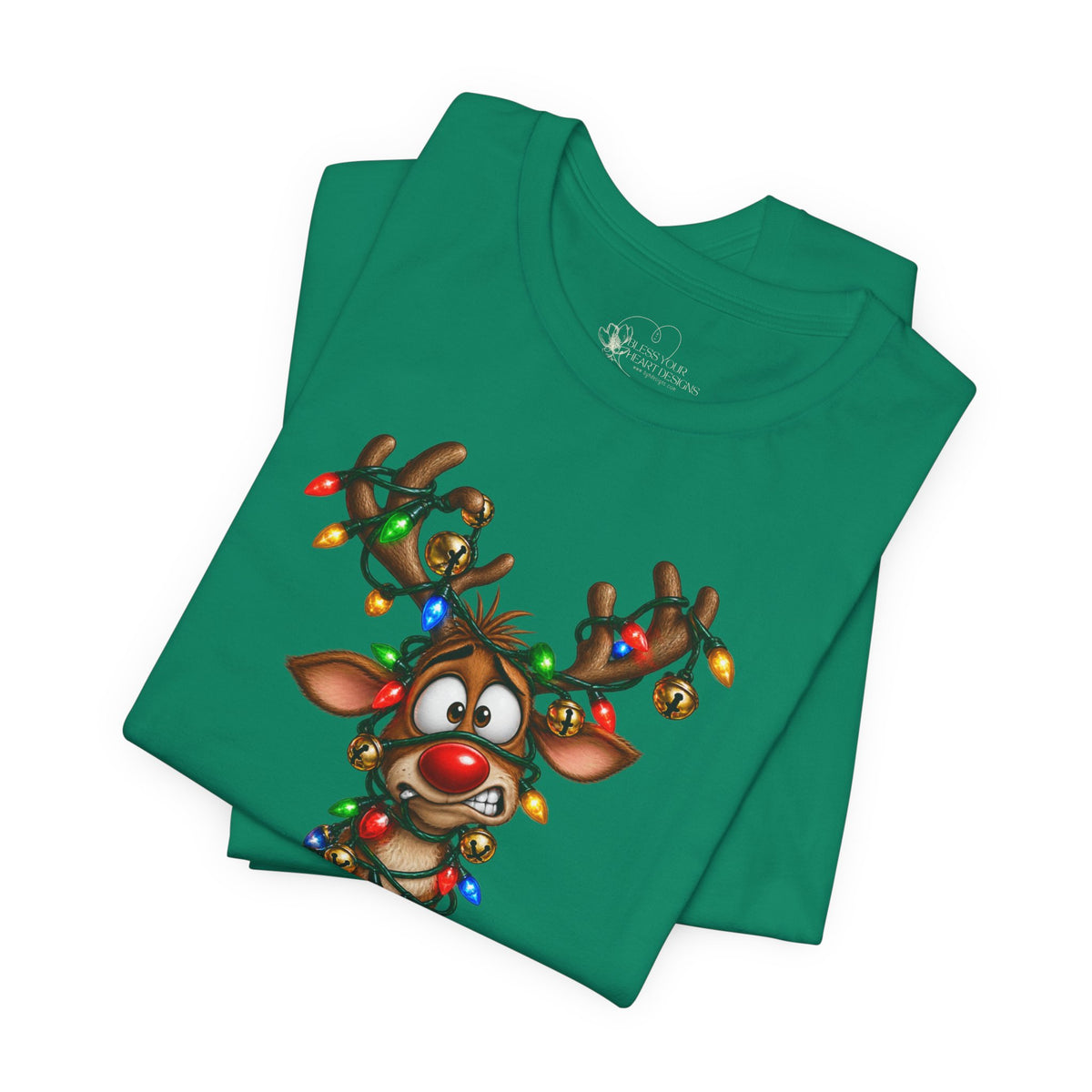 Festive Christmas Reindeer Unisex Jersey Short Sleeve Tee