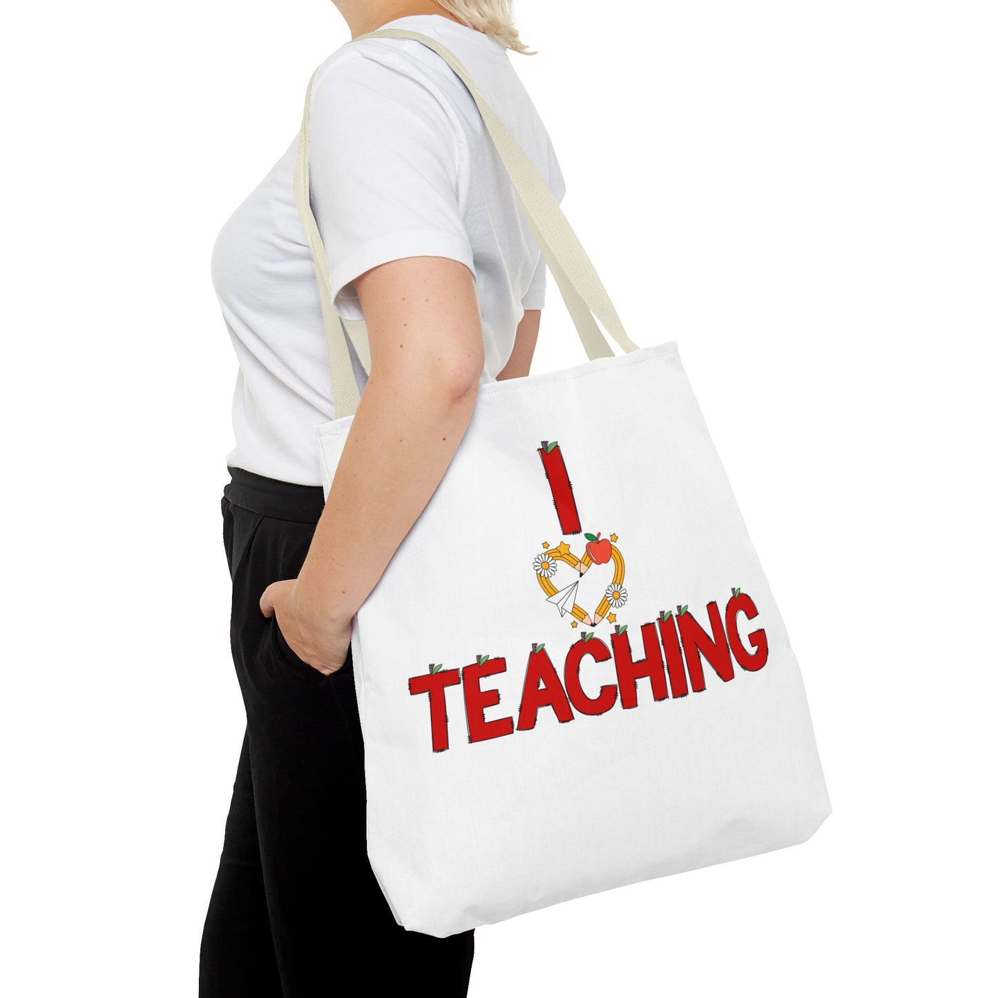 Teaching Tote Bag – "I Love Teaching" Teacher Gift Canvas Tote for Educators