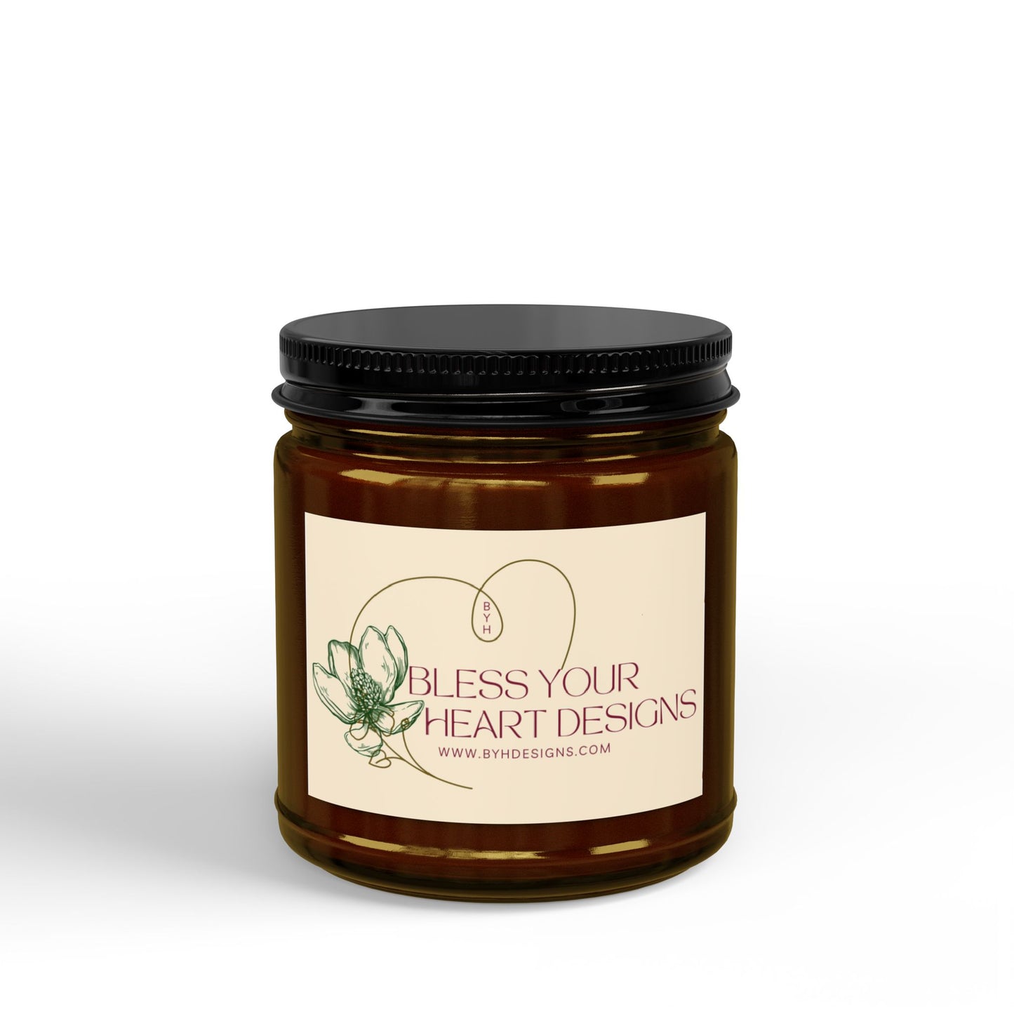 Holiday Soy Scented Candle Jar — Amber or Clear Glass with Black Lid (4 oz & 9 oz)