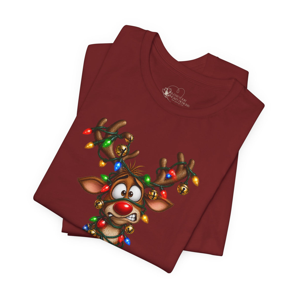 Festive Christmas Reindeer Unisex Jersey Short Sleeve Tee
