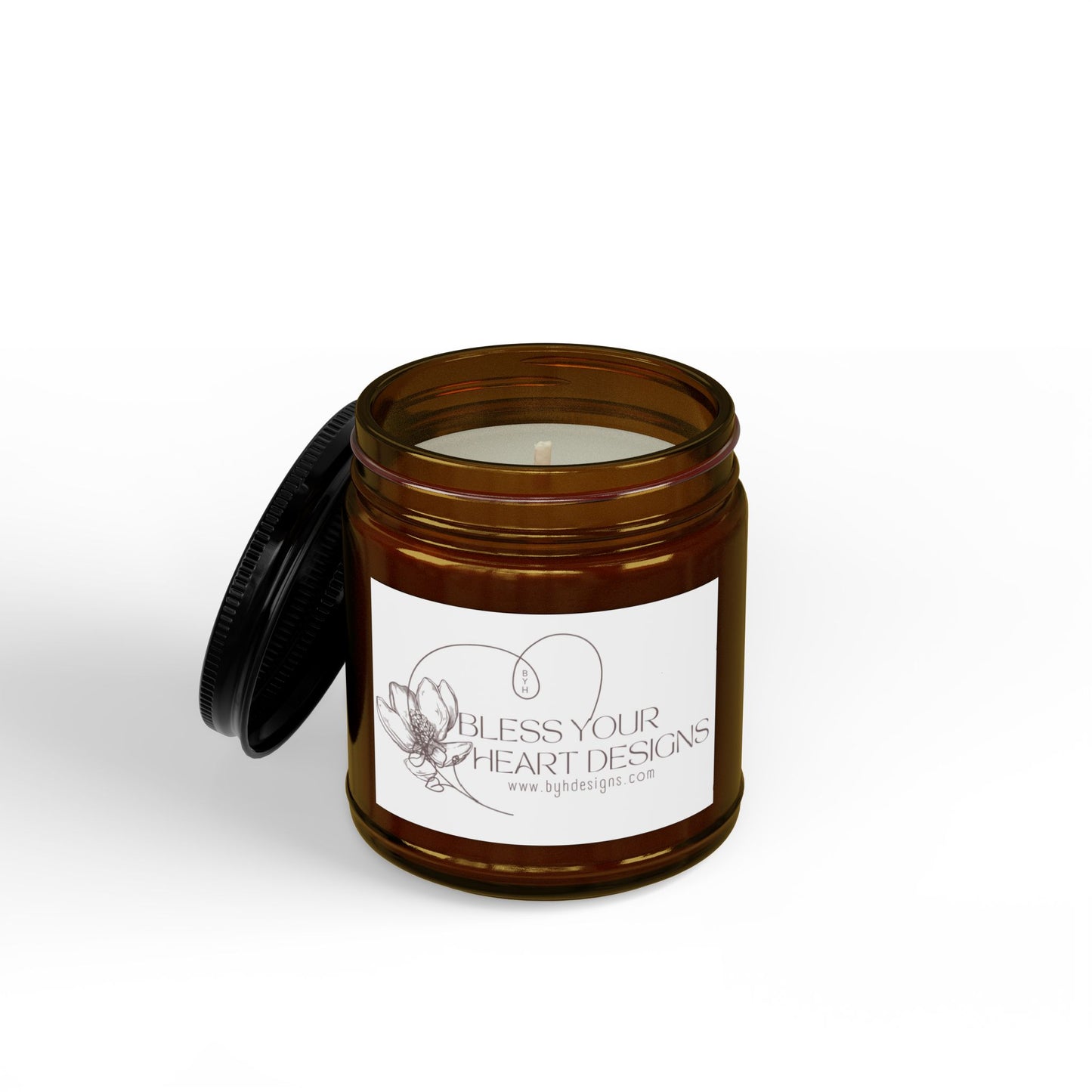 Soy Scented Candle Jar — Amber or Clear Glass with Black Lid (4 oz & 9 oz)