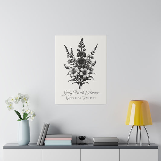 July Birth Flower Bouquet - Larkspur & Waterlily
