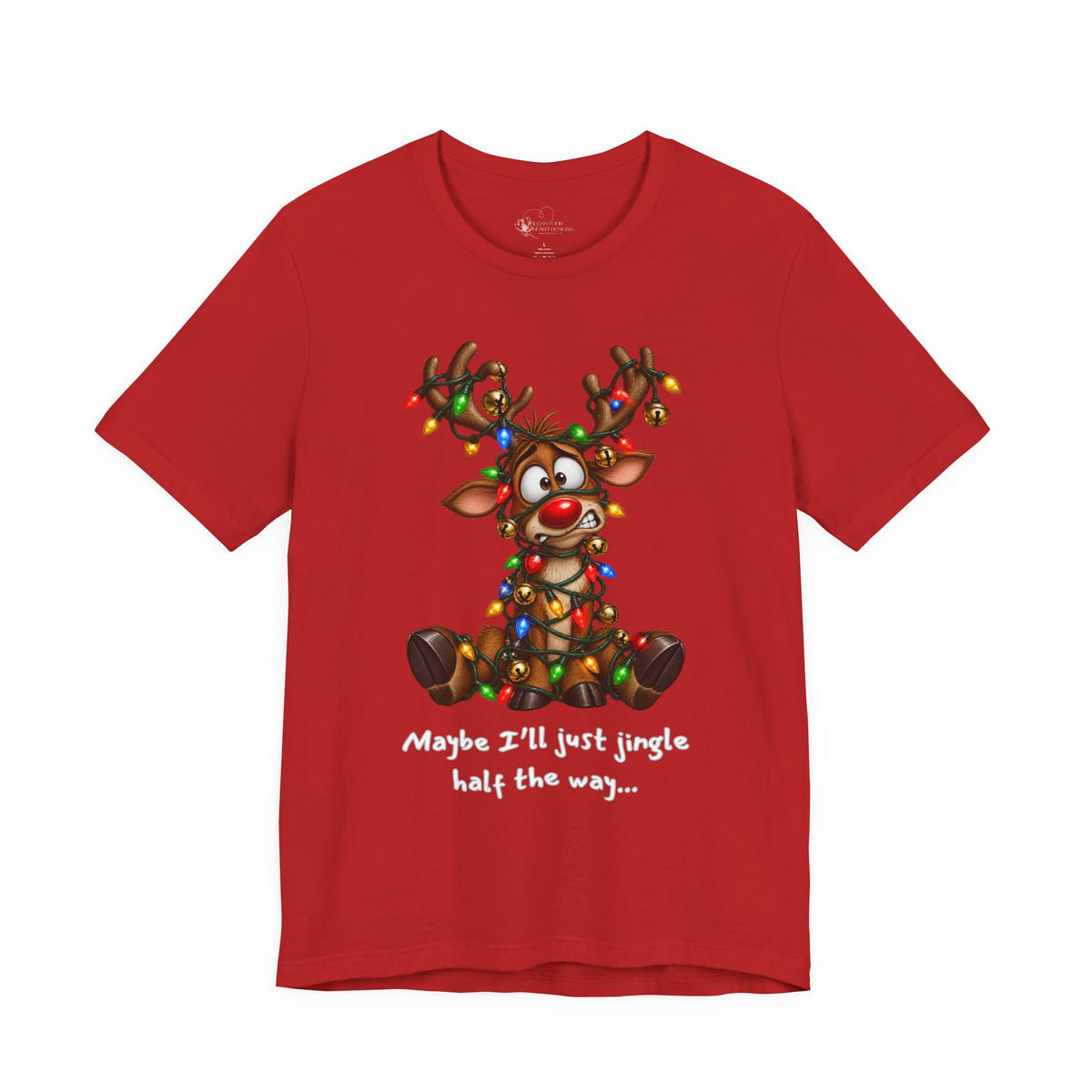 Festive Christmas Reindeer Unisex Jersey Short Sleeve Tee