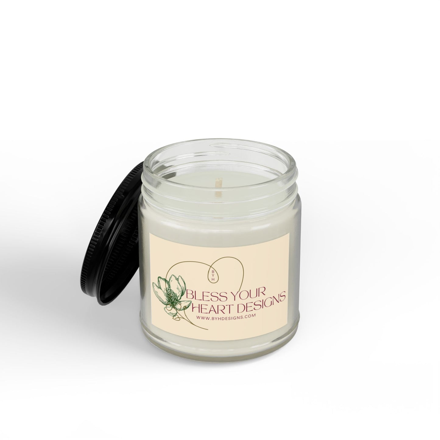 Holiday Soy Scented Candle Jar — Amber or Clear Glass with Black Lid (4 oz & 9 oz)