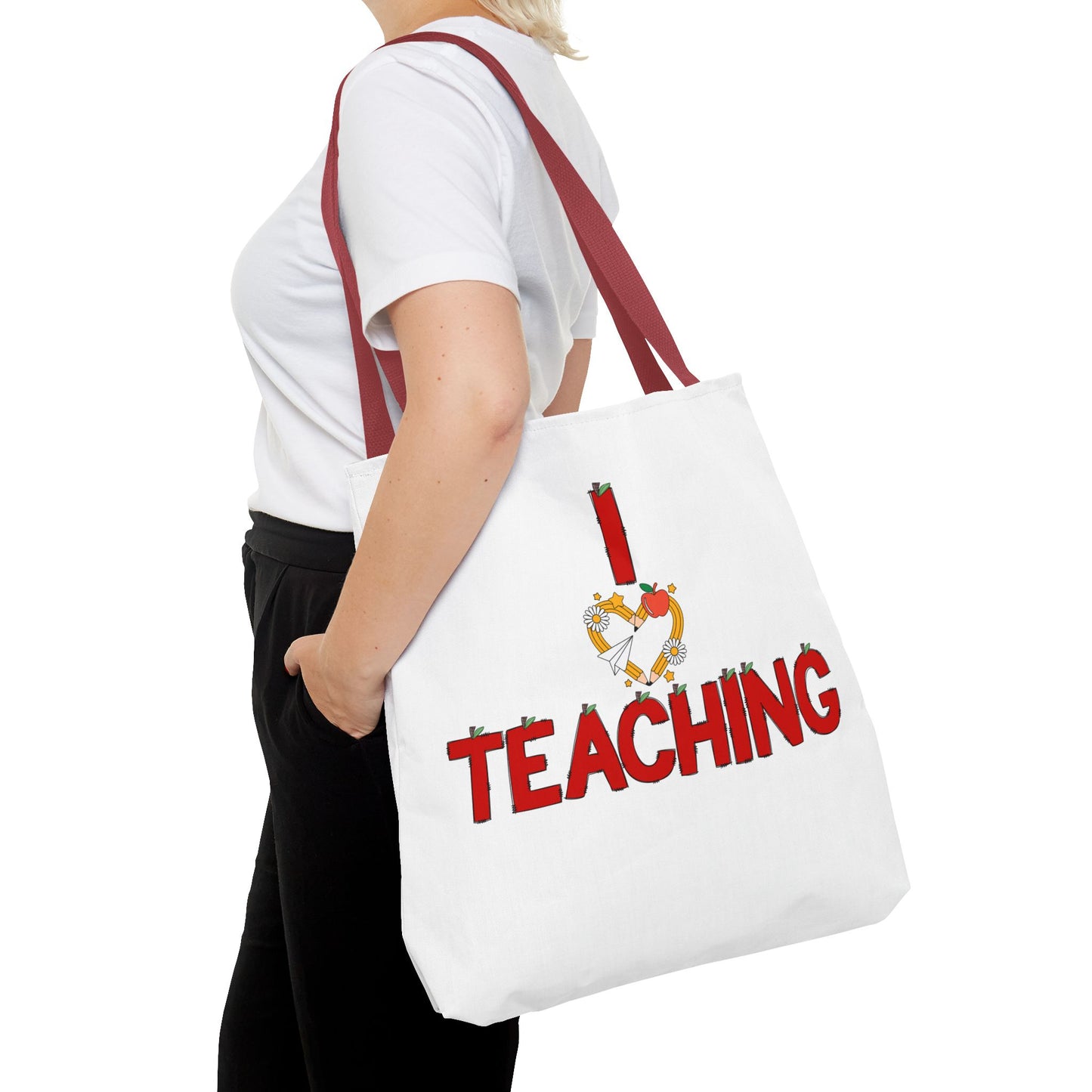 Teaching Tote Bag – "I Love Teaching" Teacher Gift Canvas Tote for Educators