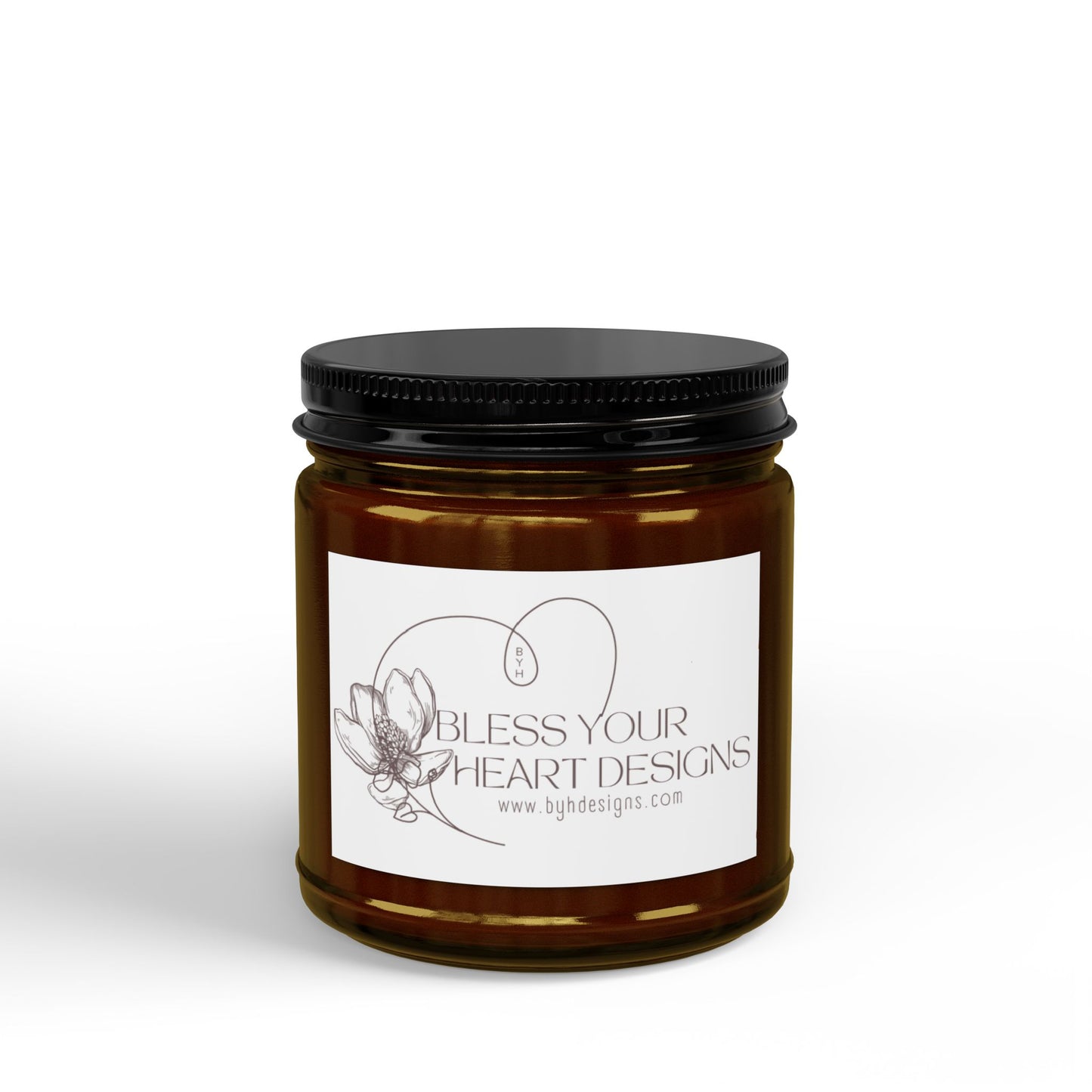 Soy Scented Candle Jar — Amber or Clear Glass with Black Lid (4 oz & 9 oz)