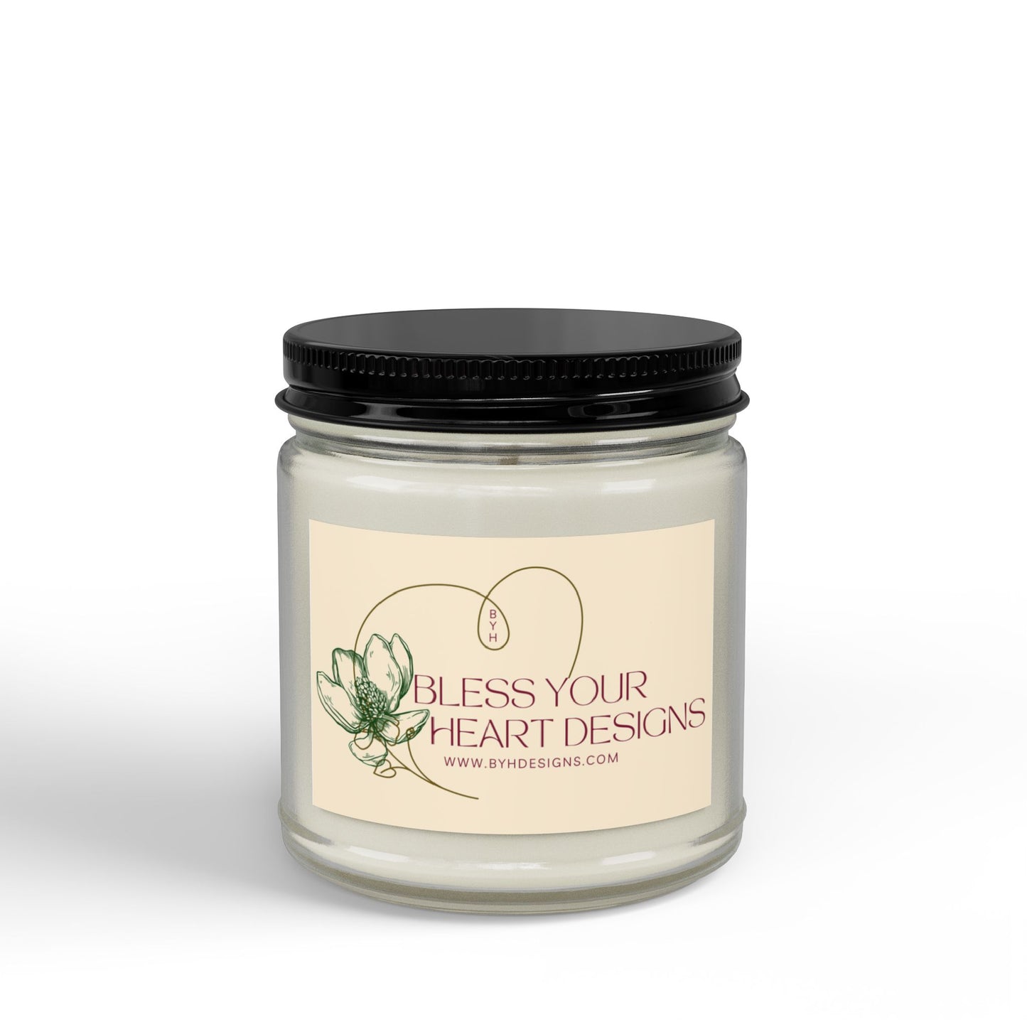 Holiday Soy Scented Candle Jar — Amber or Clear Glass with Black Lid (4 oz & 9 oz)